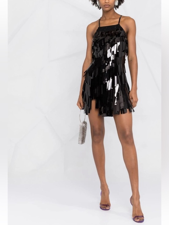 The Attico Dresses & Skirts - The Attico Black Sequin Fringe Mini Dress Size 2 $3500 Retail NWT